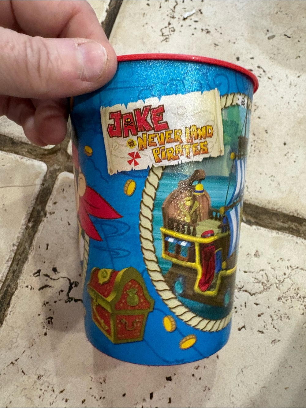 Disney Jake and the Never Land Pirates Blue Kids Cup with Red Rim